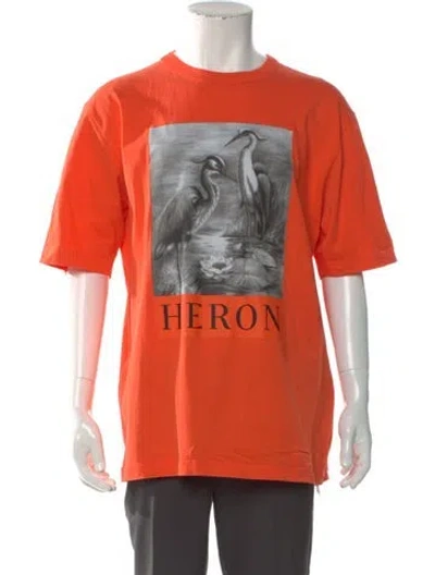 Pre-owned Heron Preston Graphic Print Crew Neck T-shirt In Orange