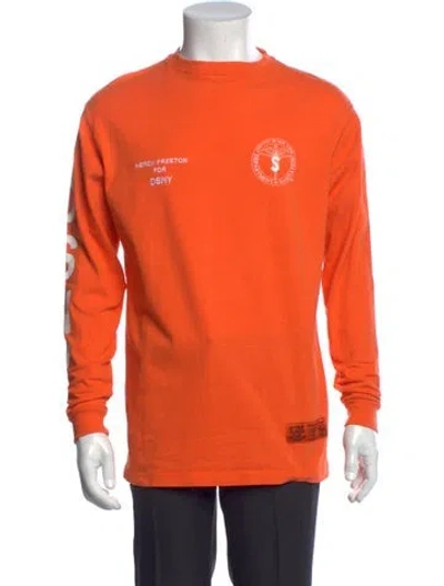 Pre-owned Heron Preston Graphic Print Crew Neck T-shirt In Orange