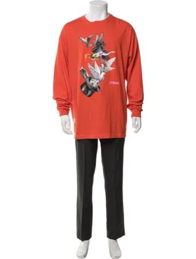 Pre-owned Heron Preston Graphic Print Crew Neck T-shirt In Orange