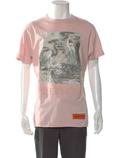 Pre-owned Heron Preston Graphic Print Crew Neck T-shirt In Pink