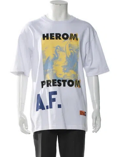 Pre-owned Heron Preston Graphic Print Crew Neck T-shirt In White