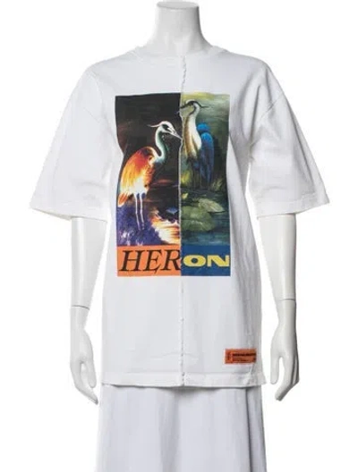 Pre-owned Heron Preston Graphic Print Crew Neck T-shirt In White