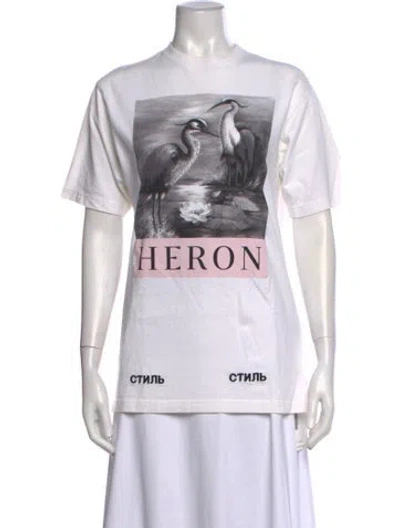 Pre-owned Heron Preston Graphic Print Crew Neck T-shirt In White