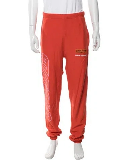 Pre-owned Heron Preston Graphic Print Embroidered Accent Lounge Bottoms In Orange