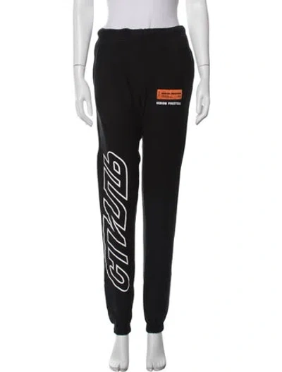 Pre-owned Heron Preston Graphic Print Embroidered Accent Sweatpants In Black