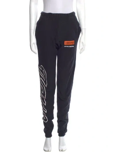 Pre-owned Heron Preston Graphic Print Embroidered Accent Sweatpants In Blue