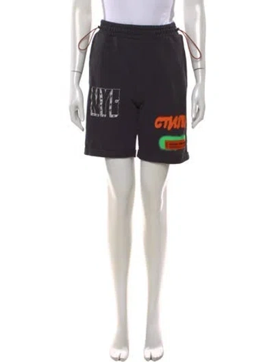 Pre-owned Heron Preston Graphic Print Knee-length Shorts In Black