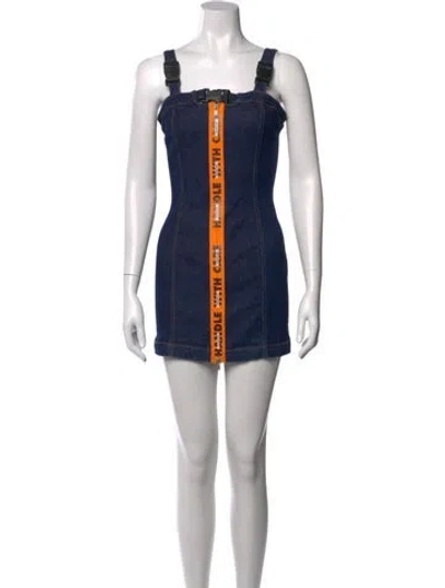 Pre-owned Heron Preston Graphic Print Mini Dress In Blue