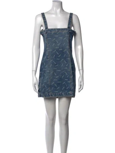 Pre-owned Heron Preston Graphic Print Mini Dress In Blue