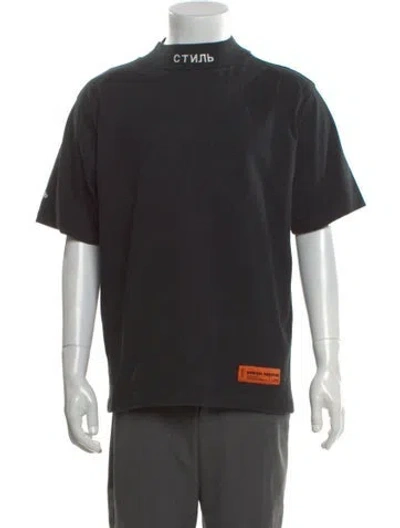 Pre-owned Heron Preston Graphic Print Mock Neck T-shirt In Black