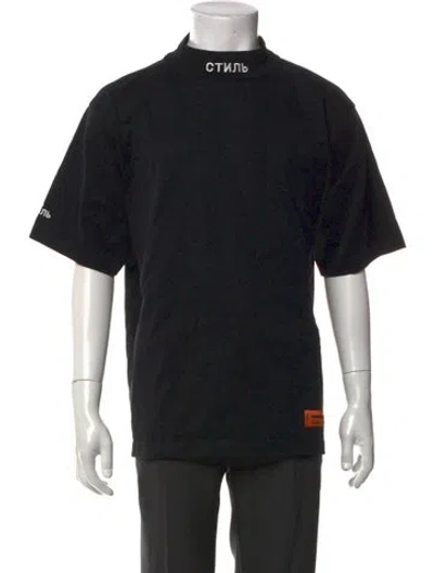 Pre-owned Heron Preston Graphic Print Mock Neck T-shirt In Black