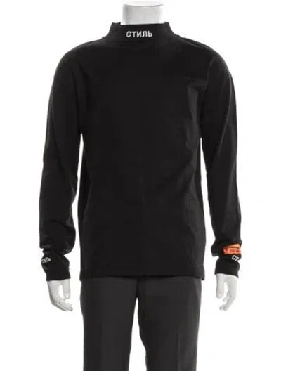 Pre-owned Heron Preston Graphic Print Mock Neck T-shirt In Black