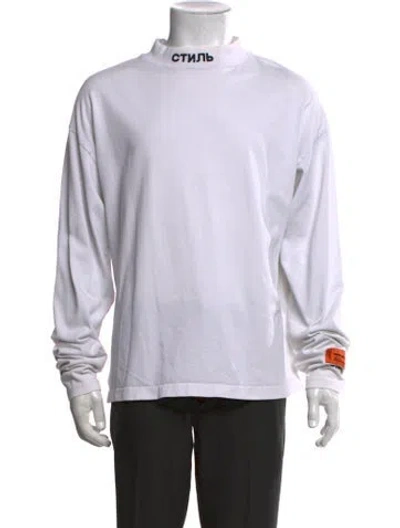 Pre-owned Heron Preston Graphic Print Mock Neck T-shirt In White