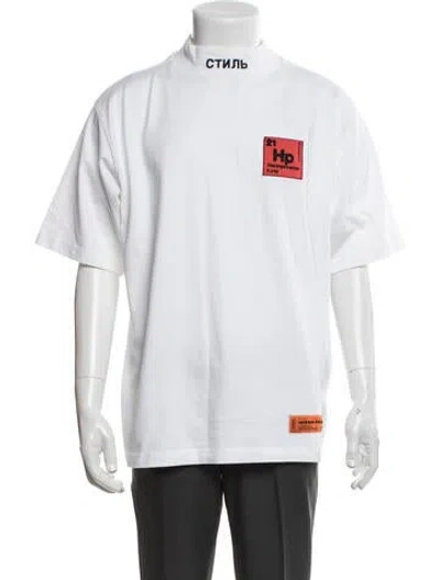 Pre-owned Heron Preston Graphic Print Mock Neck T-shirt In White