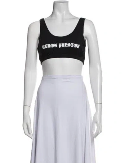 Pre-owned Heron Preston Graphic Print Scoop Neck Sports Bra In Blue