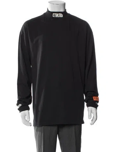 Pre-owned Heron Preston Graphic Print Turtleneck T-shirt In Black