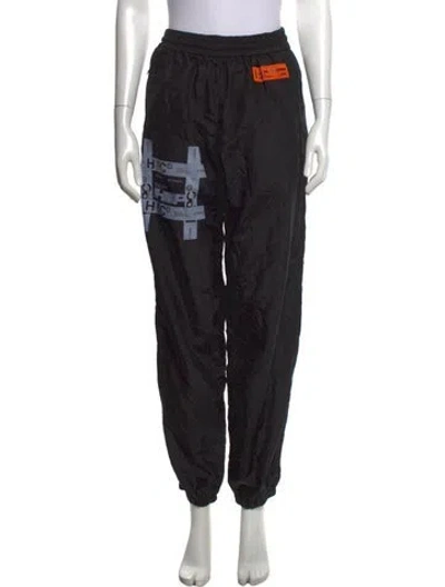 Pre-owned Heron Preston Graphic Print Wide Leg Pants In Black