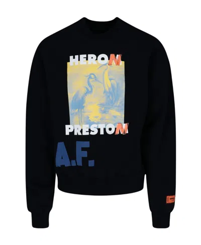Heron Preston Graphic Printed Crewneck Sweatshirt In Black