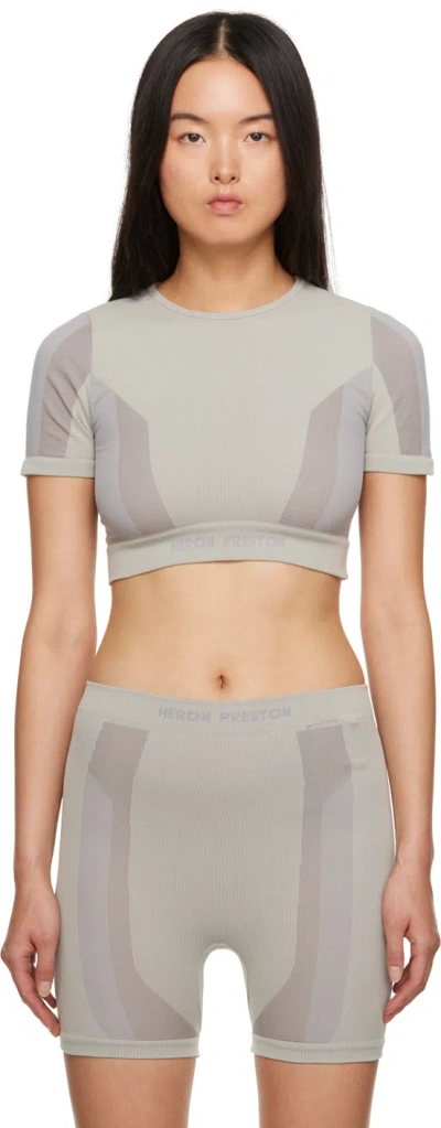 Heron Preston Gray 3d Ribbing Top In Beige Light Grey