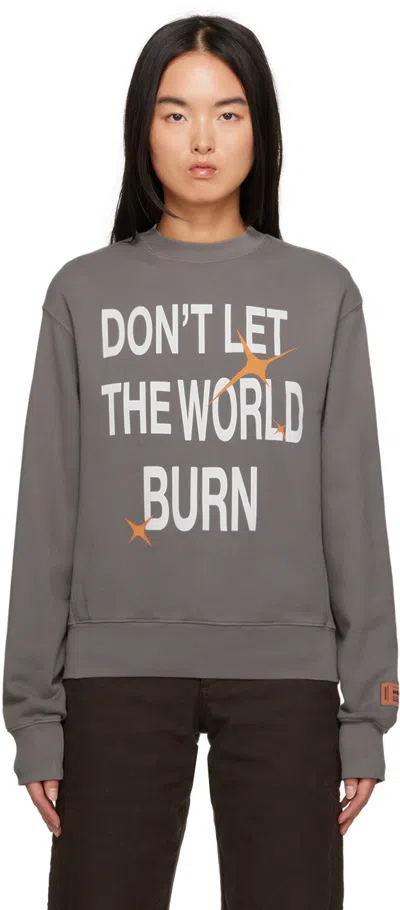 Heron Preston Gray Burn Sweatshirt In Grey White
