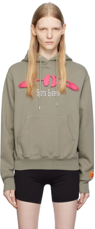 Heron Preston Gray 'hp Sports Systems' Hoodie In Grey Fuxia