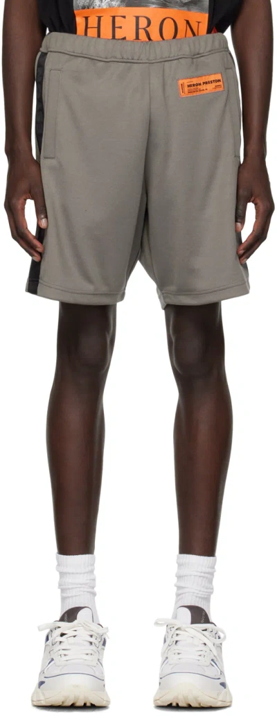 Heron Preston Gray Patch Shorts In Grey