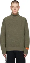 Heron Preston Green Style Turtleneck In Olive Green Black