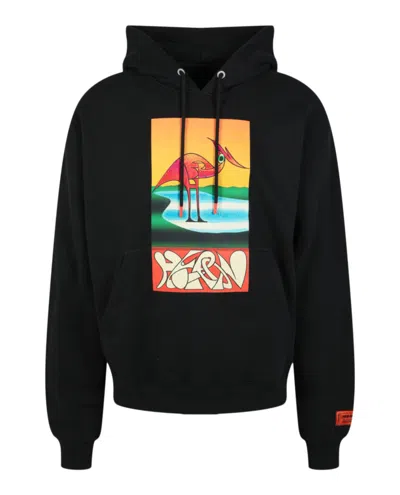 Heron Preston Heron Abstract Hoodie Man Sweatshirt Multicolored Size Xl Cotton In Black