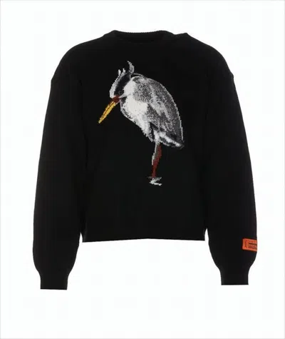 Heron Preston Heron Bird Graphic Sweater With Classic Crew Neckline In Black