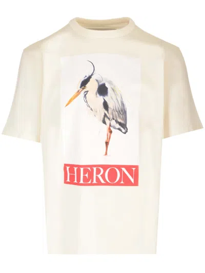 Heron Preston Heron Printed T-shirt In Yellow Cream