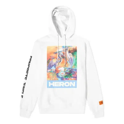 Heron Preston Heron Water Colours Print Embroidery Popover Hoodie 'white'