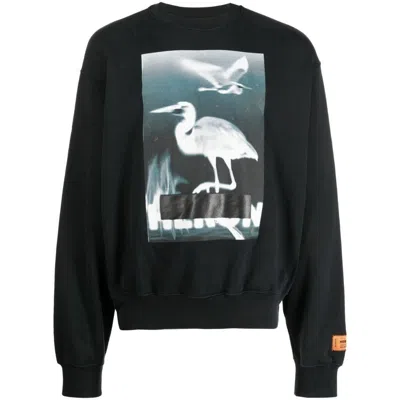 Pre-owned Heron Preston Herren Sweatshirts Hmba020s23jer002 1001 In Schwarz