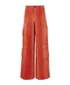 Heron Preston Cargo Pant In Pure Cotton With Drawstring In Orange