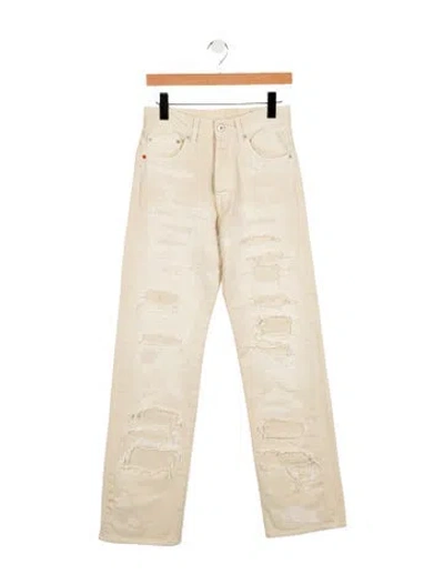 Pre-owned Heron Preston High-rise Wide Leg Jeans In Neutral