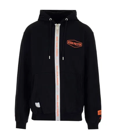 Heron Preston Hoded Zipper Casual Jacket In Black