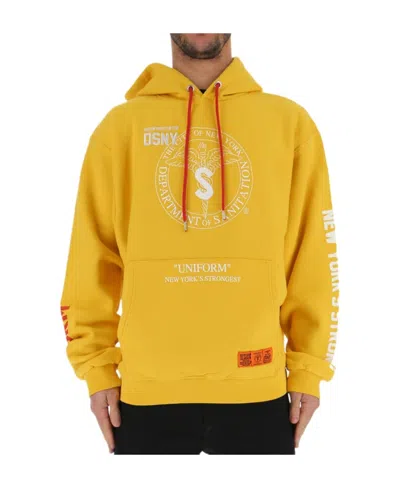 Heron Preston Hooded Sweater In Yellow