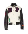 Heron Preston Preston Multi-patch Varsity Jacket In Ivory Black