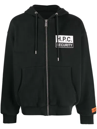 Heron Preston H.p.c Security Tape Cotton Hoodie In Black/white