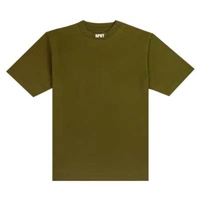 Pre-owned Heron Preston Hpny Emb Ss Tee 'dark Olive/white' In Green