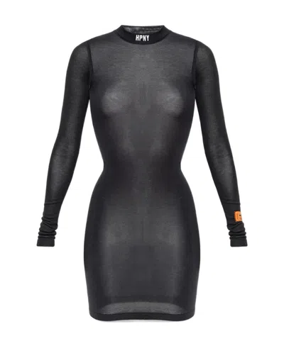 Heron Preston Hpny Emb Viscose Ls Dress In Black