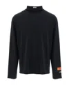 Heron Preston Black Turtleneck Pullover With Contrasting Logo Embroidery In Cotton Man In Black