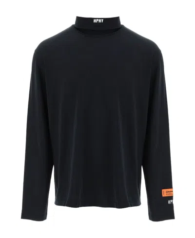 Heron Preston Hpny Embroidered-logo Roll-neck Jumper In Black