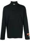HERON PRESTON HPNY EMBROIDERED-LOGO ROLL-NECK TOP