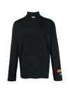 Heron Preston Black Turtleneck Pullover With Contrasting Logo Embroidery In Cotton Man