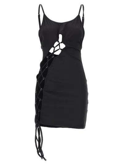 Heron Preston Lace-up Bodycon Mini Dress In Black