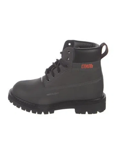 Pre-owned Heron Preston Leather Lace-up Boots In Black