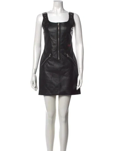 Pre-owned Heron Preston Leather Mini Dress In Black