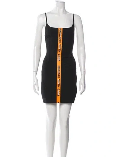 Pre-owned Heron Preston Leather Mini Dress In Black