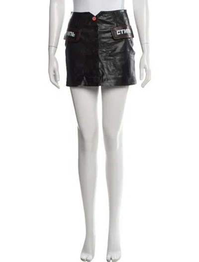 Pre-owned Heron Preston Leather Mini Skirt In Black