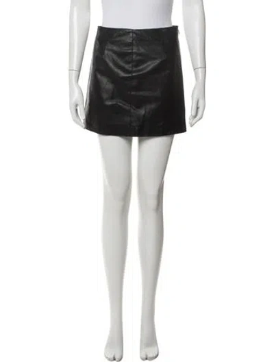 Pre-owned Heron Preston Leather Mini Skirt In Black